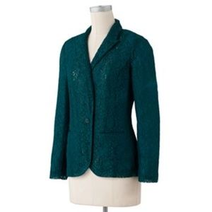 LC Lauren Conrad emerald lace blazer